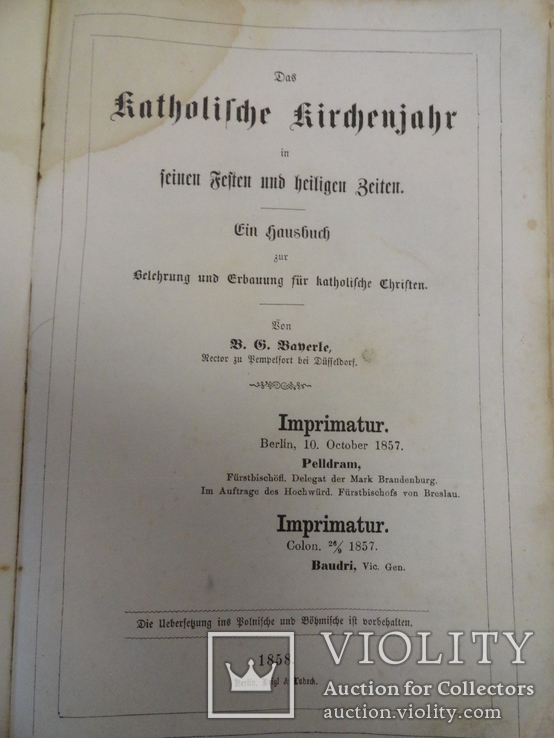 Церковная книга Das Katolische Kirchenjahr...1858 г., фото №4