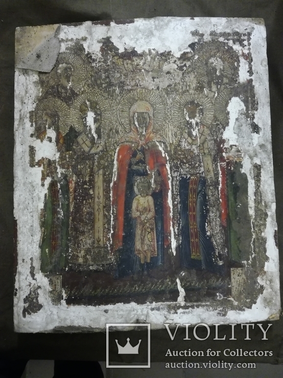 Старообрядка большого размера «Кирик и Улита со святыми» 53,5х44,5 под реставрацию, фото №2