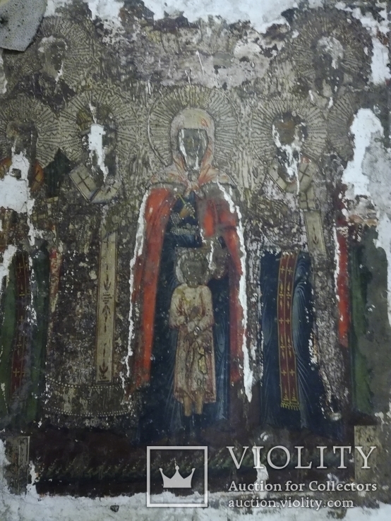 Старообрядка большого размера «Кирик и Улита со святыми» 53,5х44,5 под реставрацию, фото №3