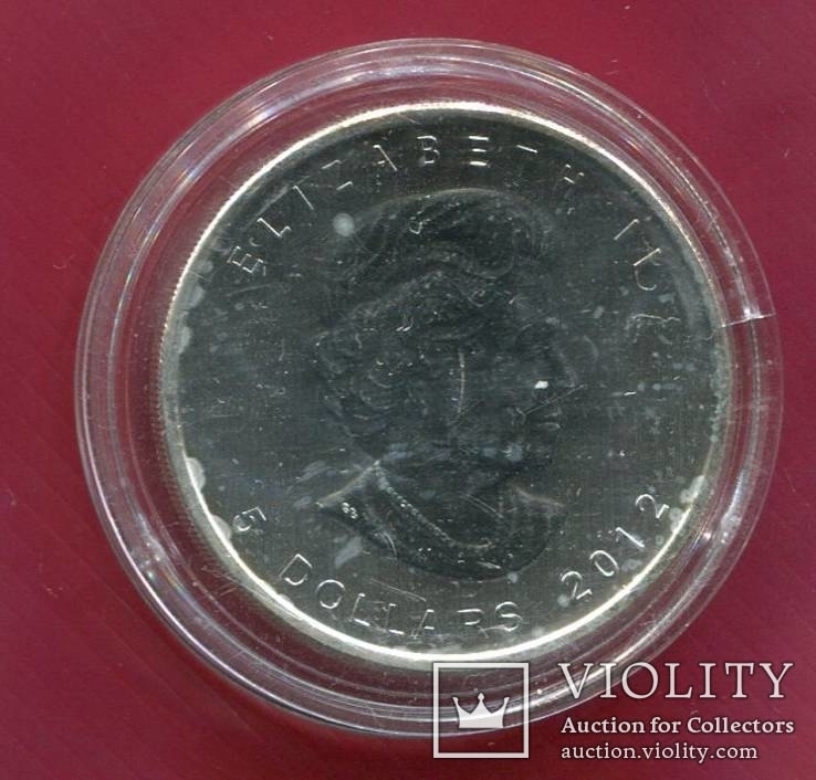Канада 5 долларов 2012 UNC Кленовый лист, фото №3