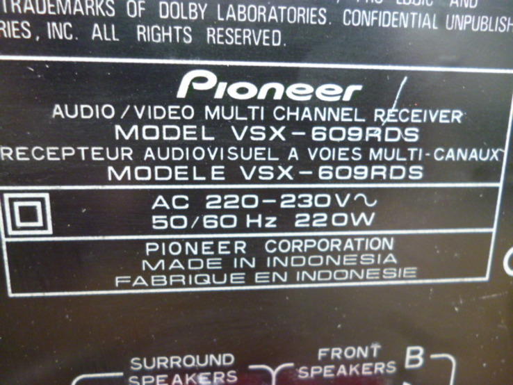 Підсилювач - Ресівер PIONEER VSX - 609 RDS 220W Розпродаж з Німеччини, фото №13