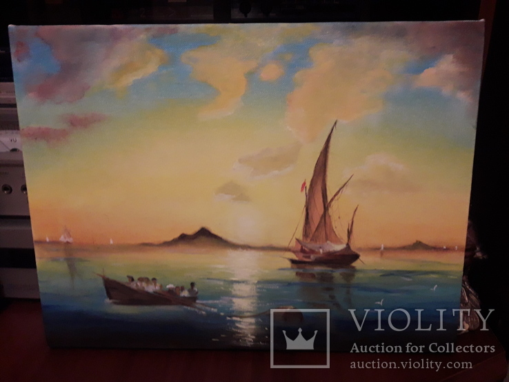 Картина маслом на холсте море свободная копия Айвазовского, фото №2