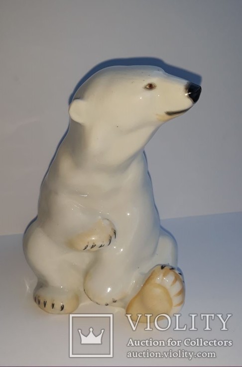 Фарфоровая статуэтка Сидящий медведь ЛФЗ, фото №2