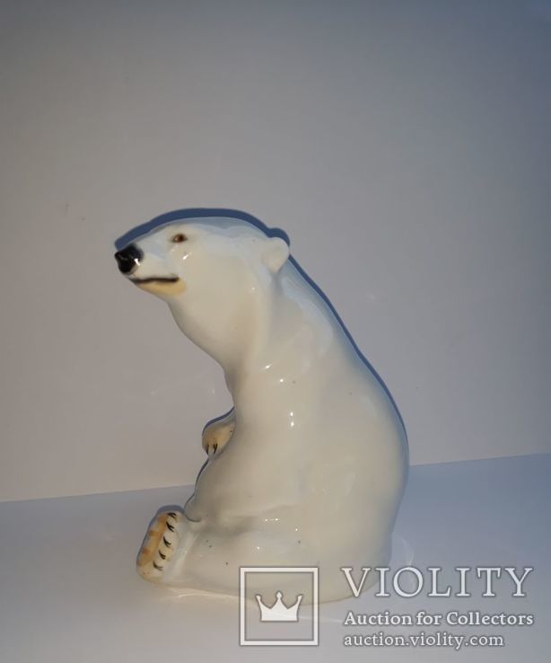 Фарфоровая статуэтка Сидящий медведь ЛФЗ, фото №4