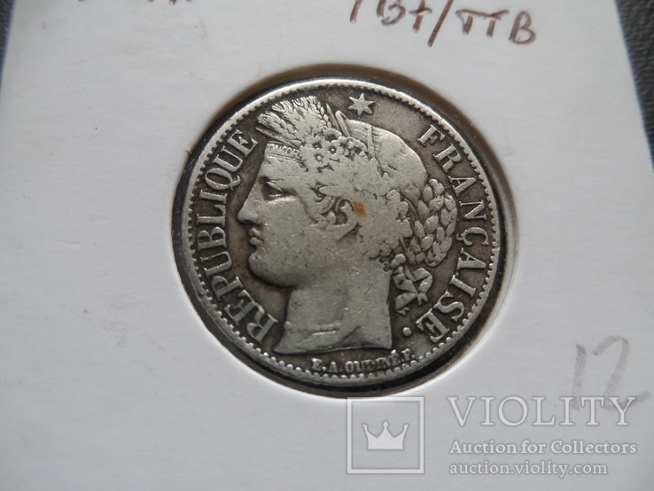 1 франк 1892 Франция  Церра серебро холдер 12~, фото №3