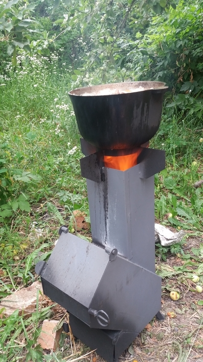 Садовая печь ракетного типа, для уличной готовки, фото №6