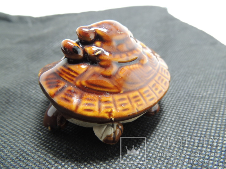 Тройная черепаха миниатюра керамика СССР амулет богатство счастье 3х поколений