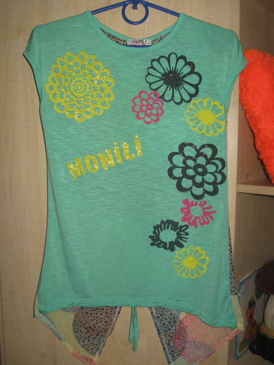 Симпатична футболка блузка з шифоновою спинкою monili р.s, photo number 2