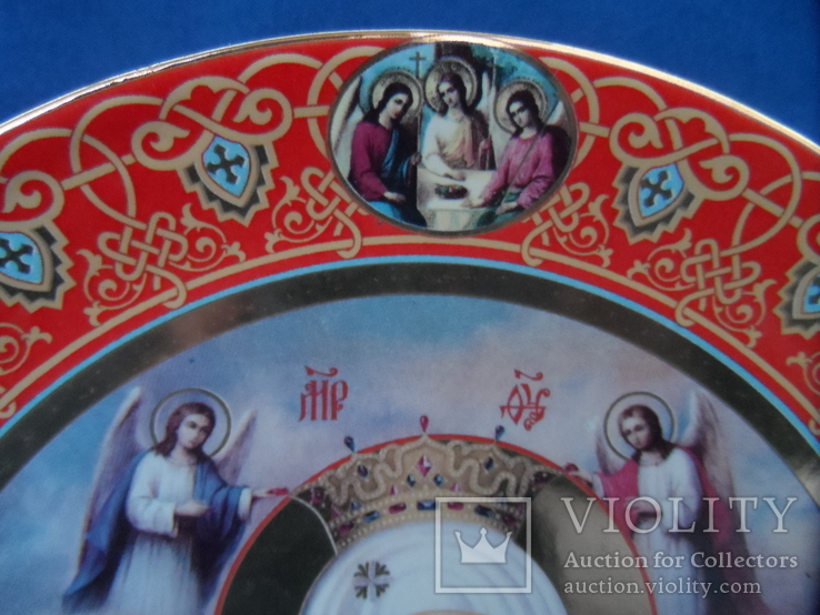 Настенная тарелка в виде иконы Девы Марии Фарфор Коростень лот 3, фото №7