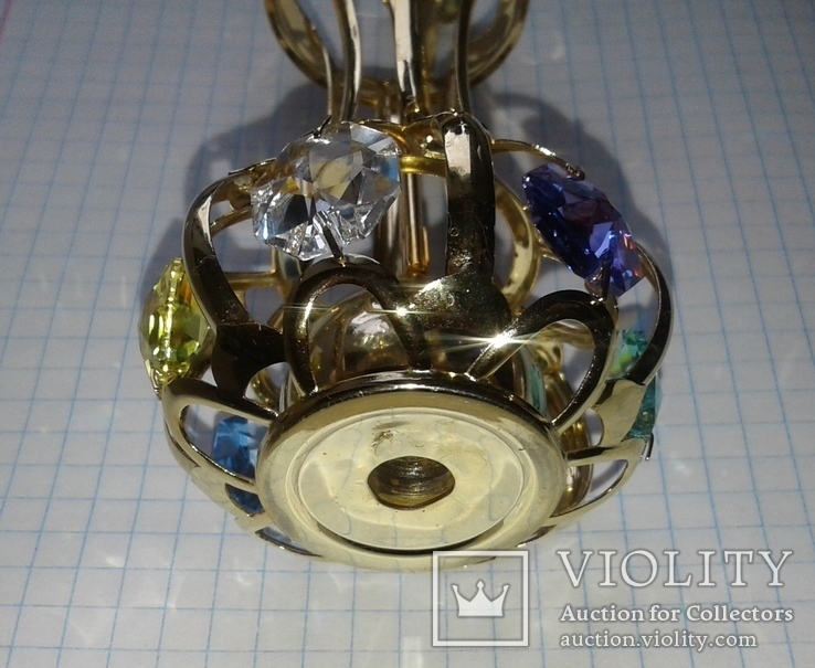 Позолоченная ваза с цветами с австрийскими цветными кристаллами AWAT, фото №7
