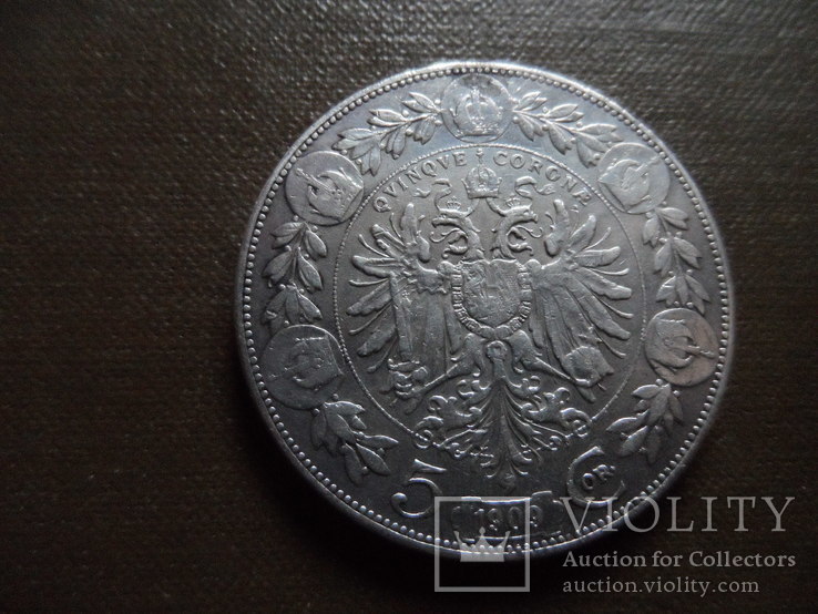 5 крон 1909 Австро- Венгрия  серебро     (С.7.10)~, фото №3