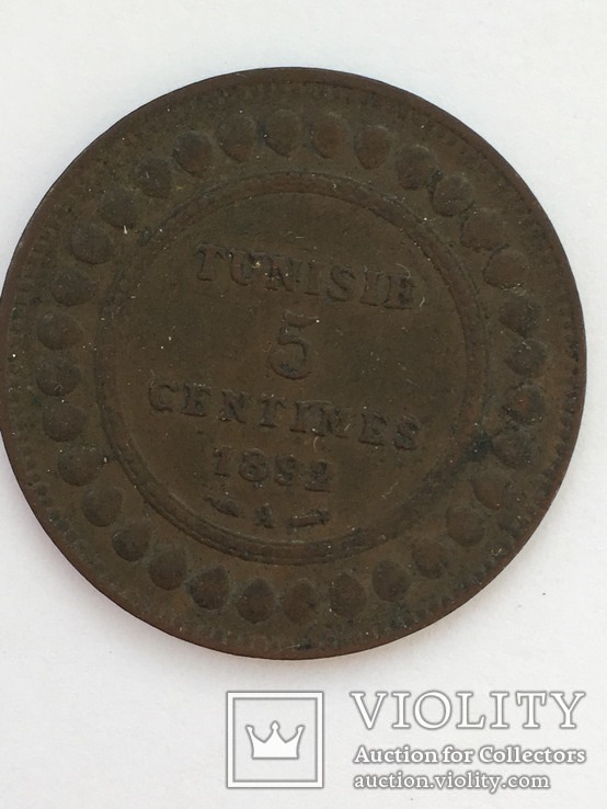 5 центимес, 1892 г Тунис, фото №2