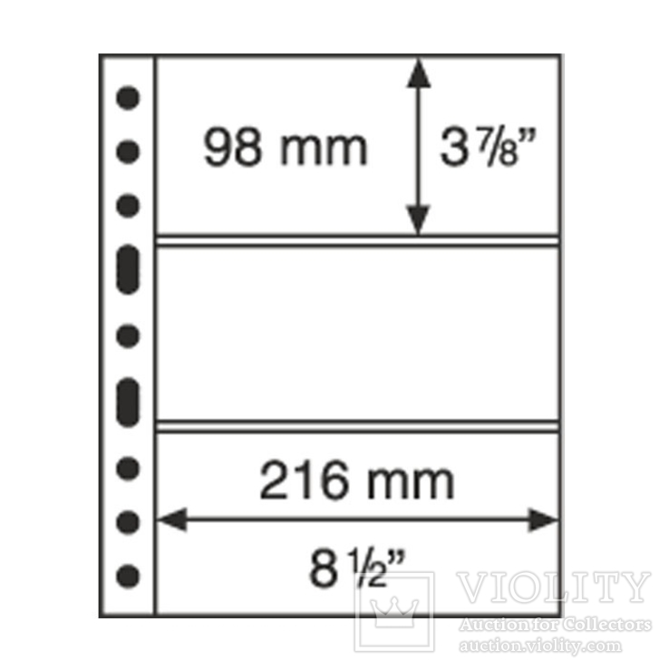 Лист к альбому Leuchtturm, Grande 2x3 полос 216 х 98 мм, черный 3S. 305160, фото №2