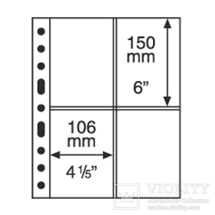 Лист к альбому Leuchtturm, Grande 2x4 кармана 106 х 150 мм, черный.  333959, фото №2