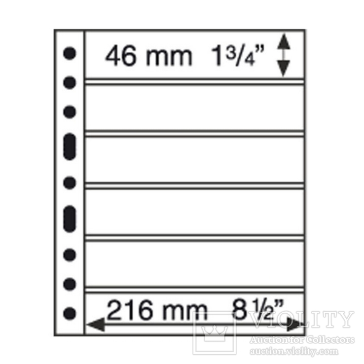 Лист к альбому Leuchtturm, Grande 2x6 полос 216 х 46 мм, черный, 6S. 331156, фото №2