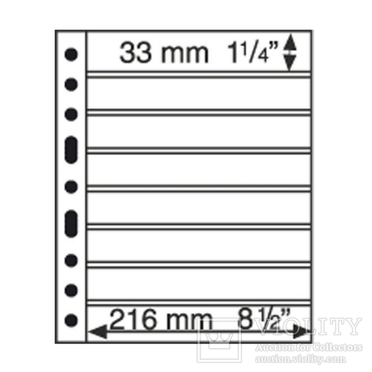 Лист к альбому Leuchtturm, Grande, 2x8 полос 216 х 33 мм, черный, 8S. 329179, фото №2