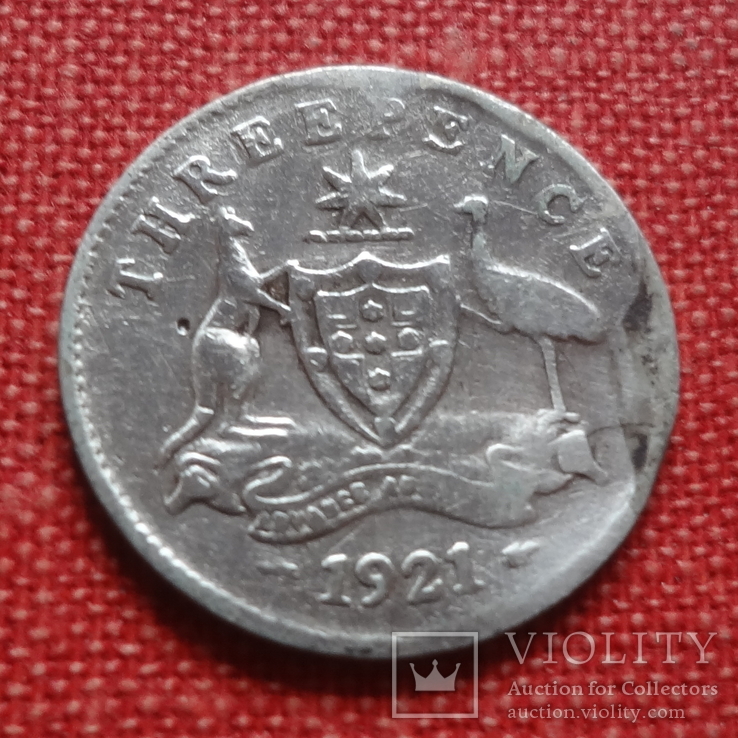 3 пенса 1921 Австралия  серебро    (К.40.11)~