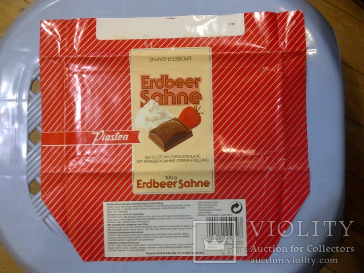 Обертка (фантик) от шоколада "Piasten" Германия, фото №2
