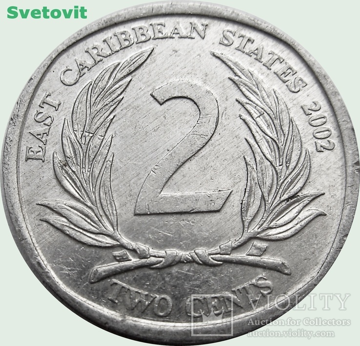 165.Восточные Карибы 2 цента, 2002 год, фото №2