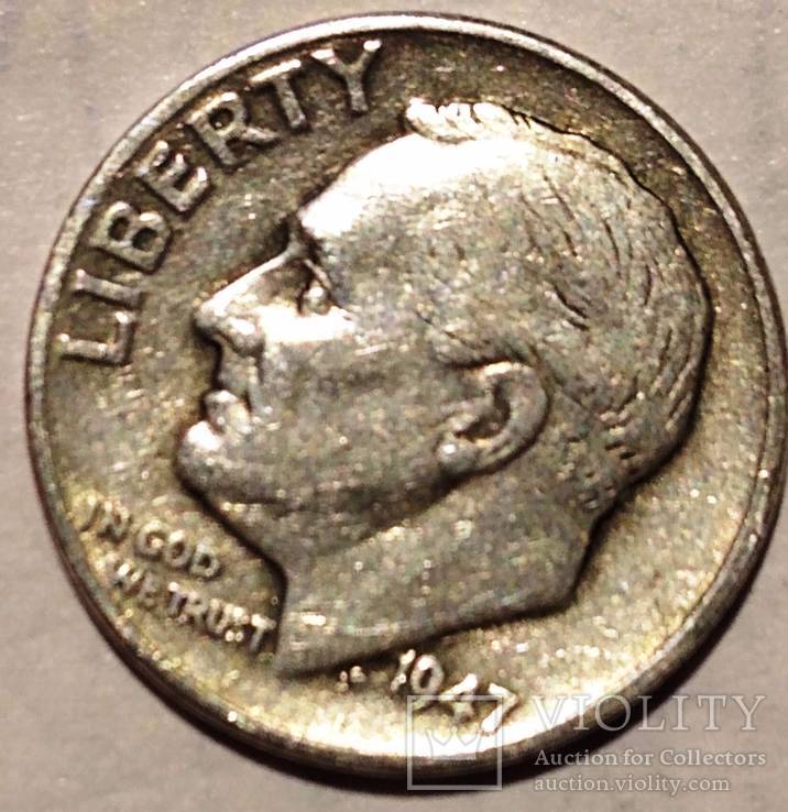 США 1 дайм, 1947 Silver Roosevelt Dime, фото №2