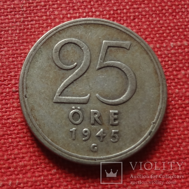 25  эре 1945  Швеция серебро    (К.41.8)~, фото №3