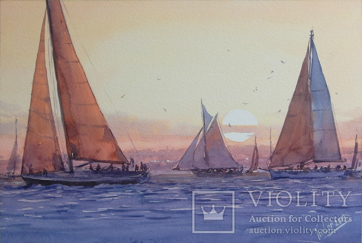 Картина "Лодки, закат". Микитенко Виктор