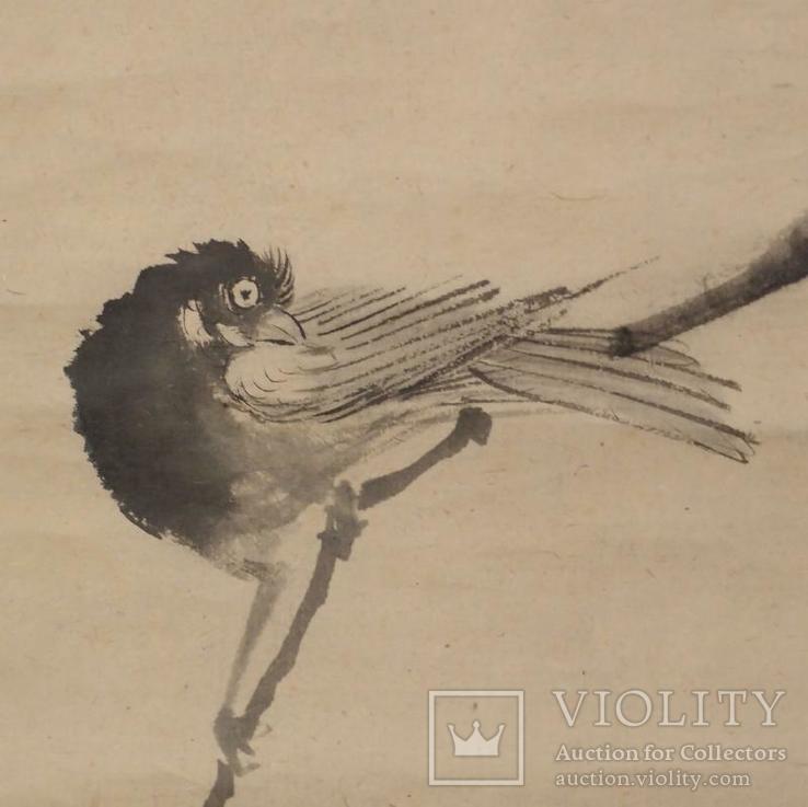 Японский свиток - Птица на дереве, фото №5