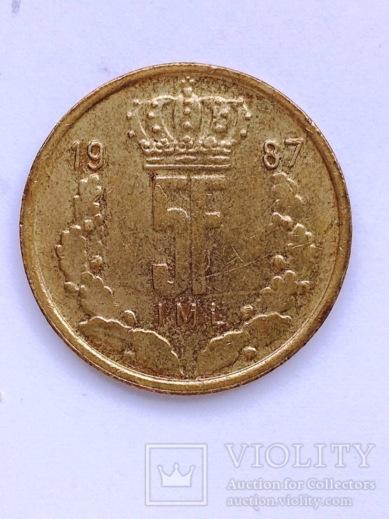 Люксембург  5 франк 1987, фото №3
