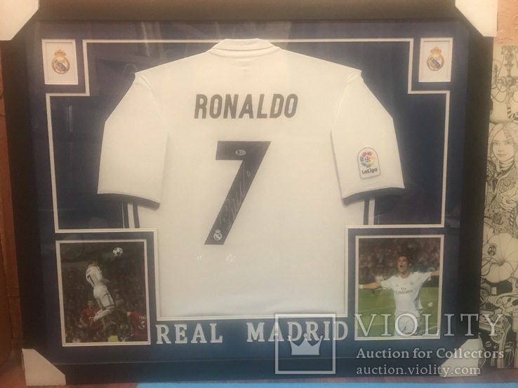 T-shirt z autentycznym autografem Cristiano Ronaldo w SPECJALNEJ ramce z certyfikatem Beckett STANY zjednoczone, numer zdjęcia 5