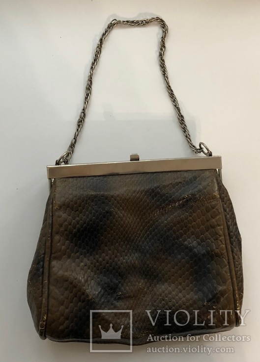 Женская сумка, винтаж, СССР, 50-е года, кожа змеи, фото №2