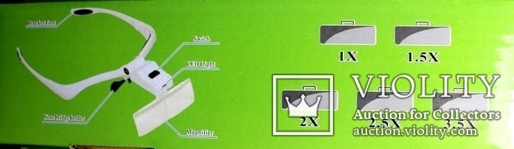 Бинокулярная лупа очки с подсветкой  увеличение 1x - 3,5x, фото №5
