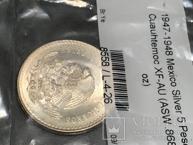 Мексика 5 песо 1947 г. серебро, фото №3