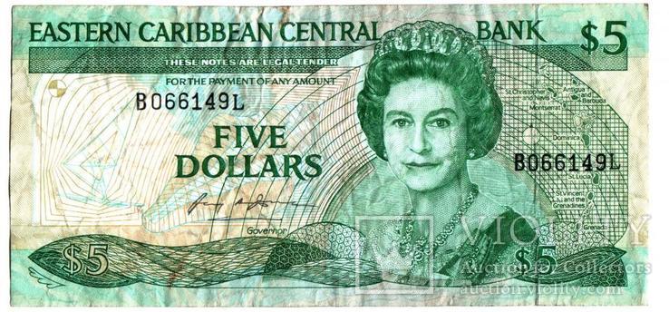 Восточные Карибы 5 долларов, фото №2