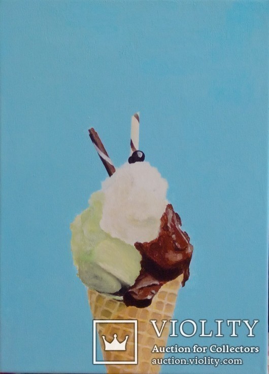 Мороженое, акрил, холст. 35*25 см, 2019, фото №2