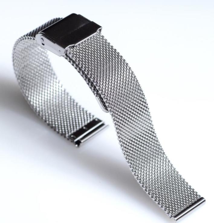 Браслет сетка на часы Миланское Плетение,16 мм. Серебро, фото №6