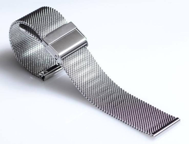 Браслет сетка на часы Миланское Плетение, 20 мм. Серебро, фото №4