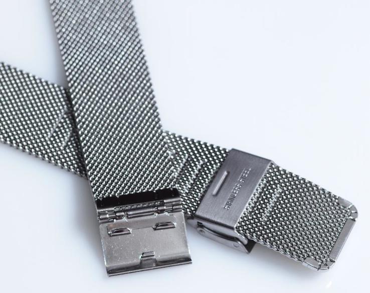 Браслет сетка на часы Миланское Плетение, 20 мм. Серебро, фото №8