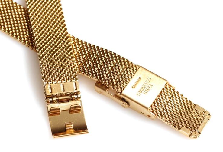 Браслет сетка на часы Миланское Плетение, 12 мм. Золотистые, фото №4