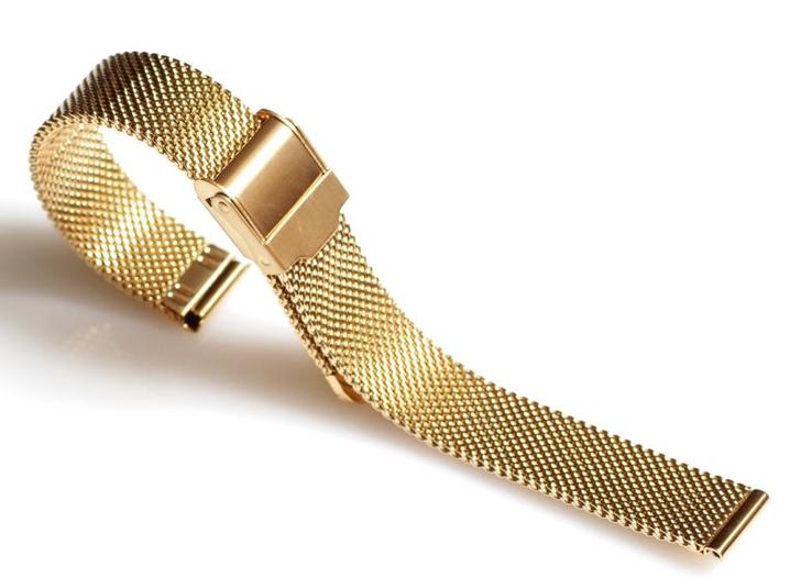 Браслет сетка на часы Миланское Плетение, 14 мм. Золотистые, фото №5