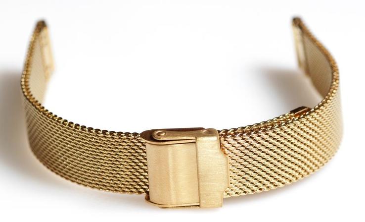 Браслет сетка на часы Миланское Плетение, 14 мм. Золотистые, photo number 2