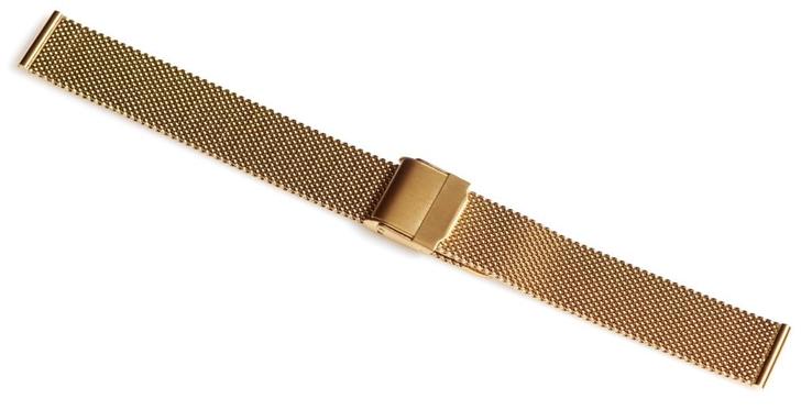 Браслет сетка на часы Миланское Плетение, 16 мм. Золотистые, фото №5