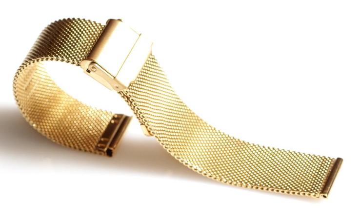 Браслет сетка на часы Миланское Плетение, 20 мм. Золотистые, фото №7