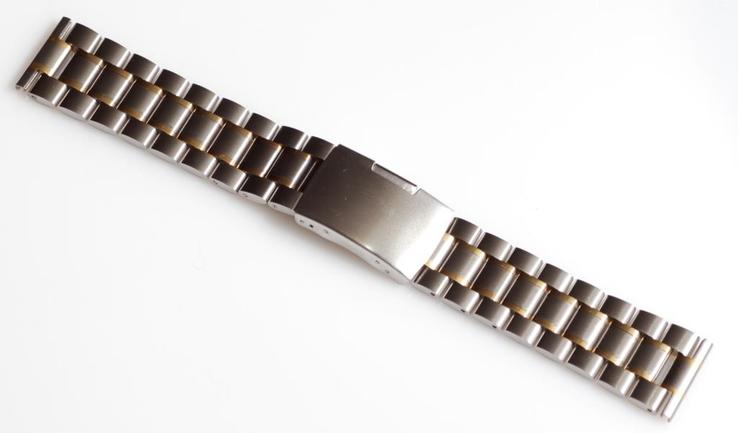 Браслет для часов ELITE из нержавеющей стали, 22 мм. Серебро с золотыми элементами, фото №3