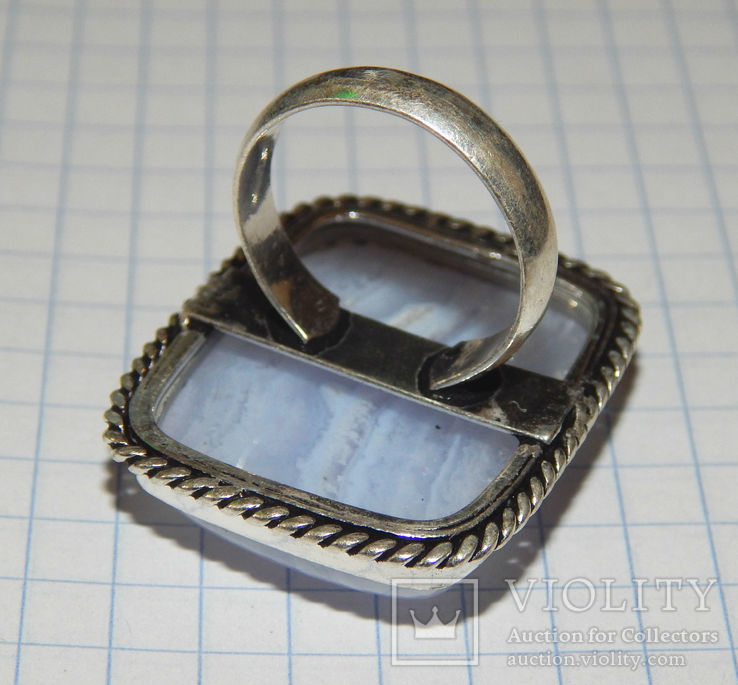 Халцедон кольцо с голубым агатом сапфирином, фото №5