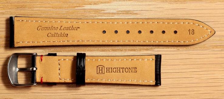 Ремешок для часов Hightone из натуральной кожи. 18 мм, Черный с красной строчкой, фото №4