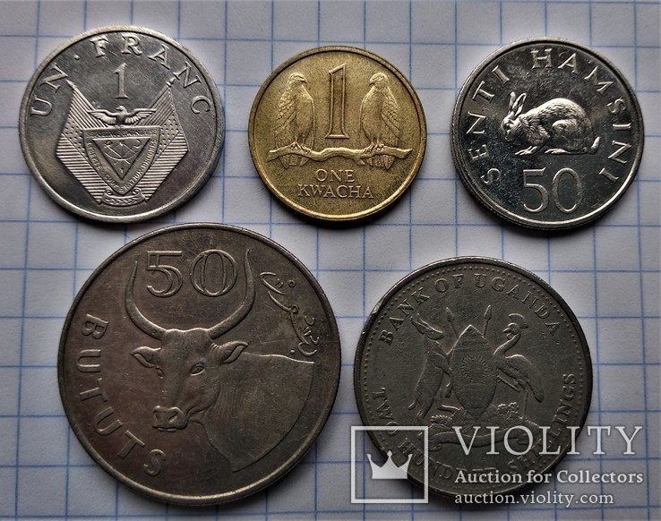 5 монет Африки (Руанда,Замбія,Танзанія,Гамбія,Уганда), фото №8