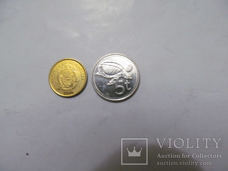 1 цент Сейшели, 5 Папуа- Нова Гвінея, фото №2
