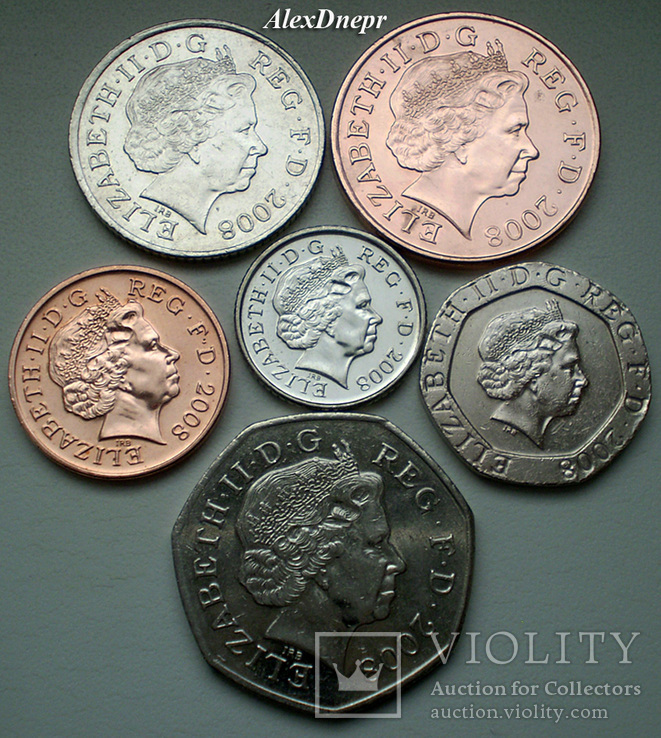 Великобритания, Английский щит 2008 (годовой 6 монет), фото №3