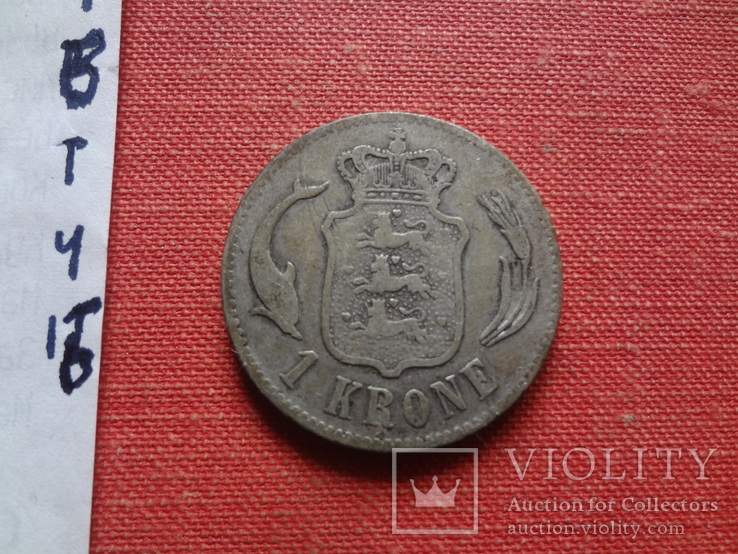 1 крона 1875  Дания   серебро    (Т.4.16)~, фото №5