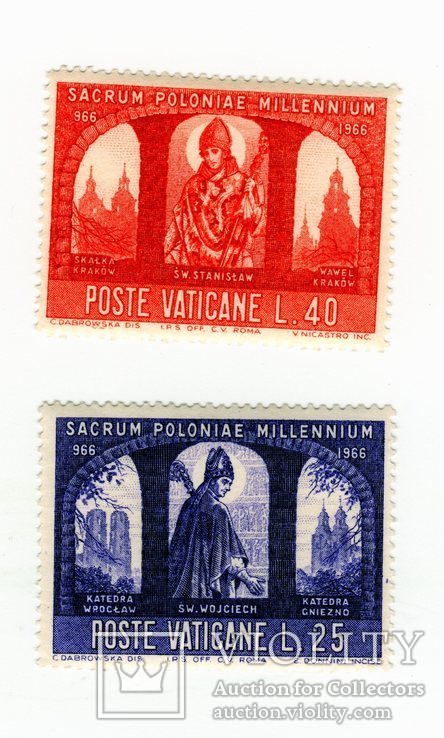 2 поштові марки Ватикану. 1966р. Негашені., фото №2